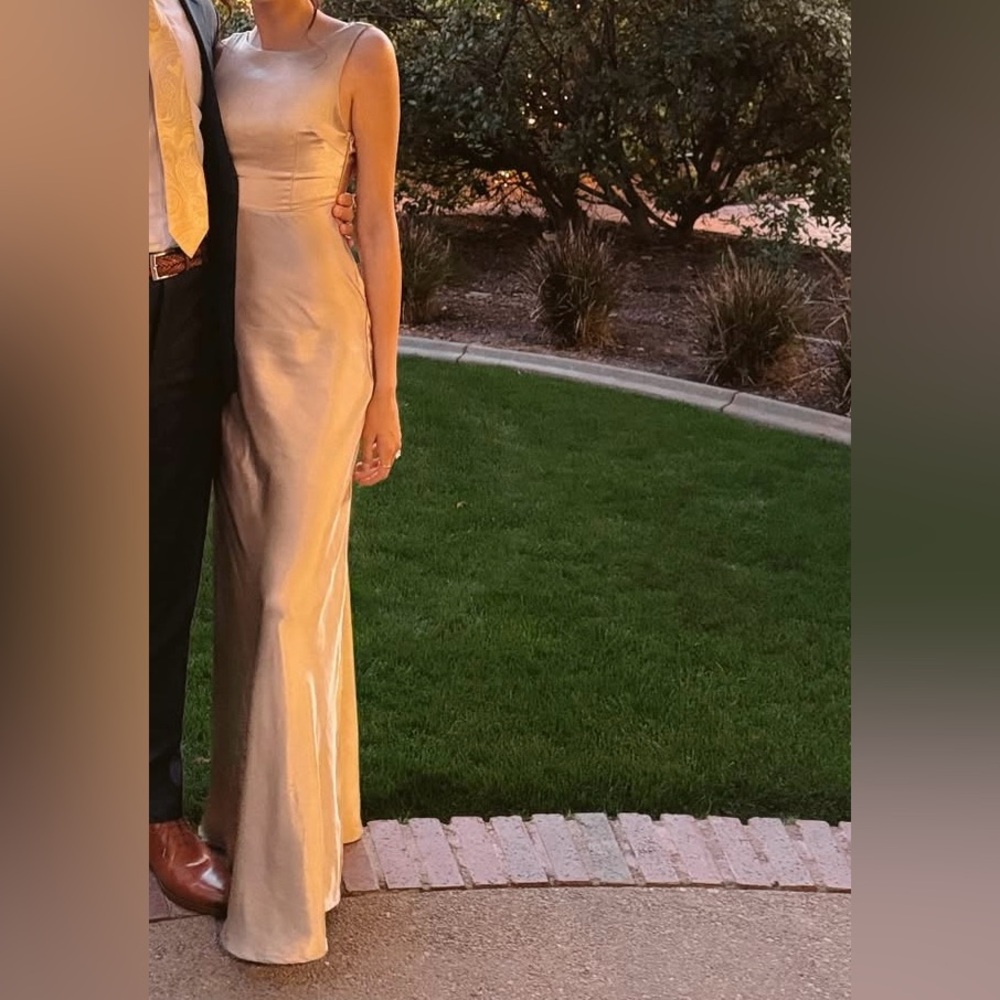 SIX STORIES - JANE Cowl Back Satin Bridesmaid Dress - Champagne